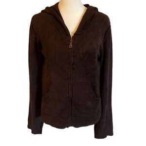 Barefoot Drams Cozychic Lite Brown Hooded Zip-Up Jacket. Size M.